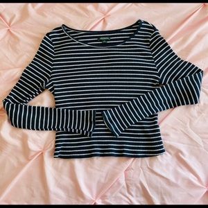 Striped target long sleeve crop top
